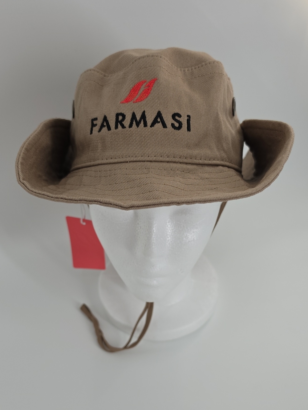 Farmasi Beige Outdoor Boonie Hat with Red Logo